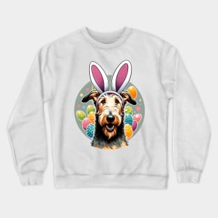 Scottish Deerhound with Bunny Ears Welcomes Easter Morning Crewneck Sweatshirt